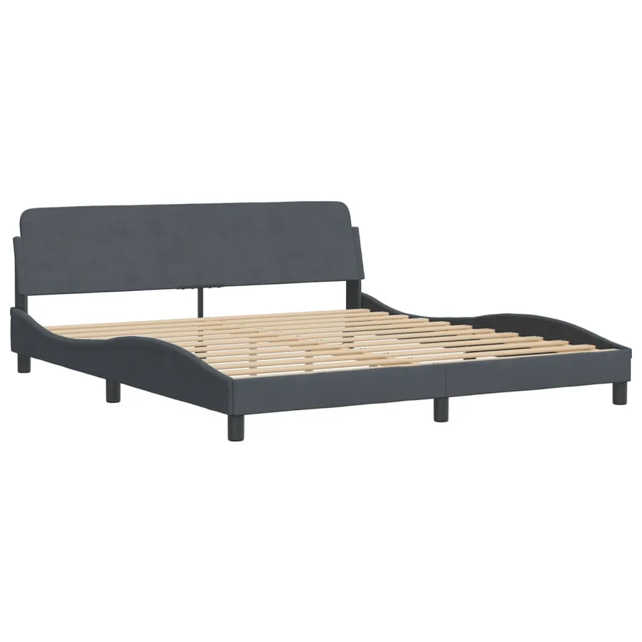 Lit avec matelas gris foncé 180x200 cm velours - 4