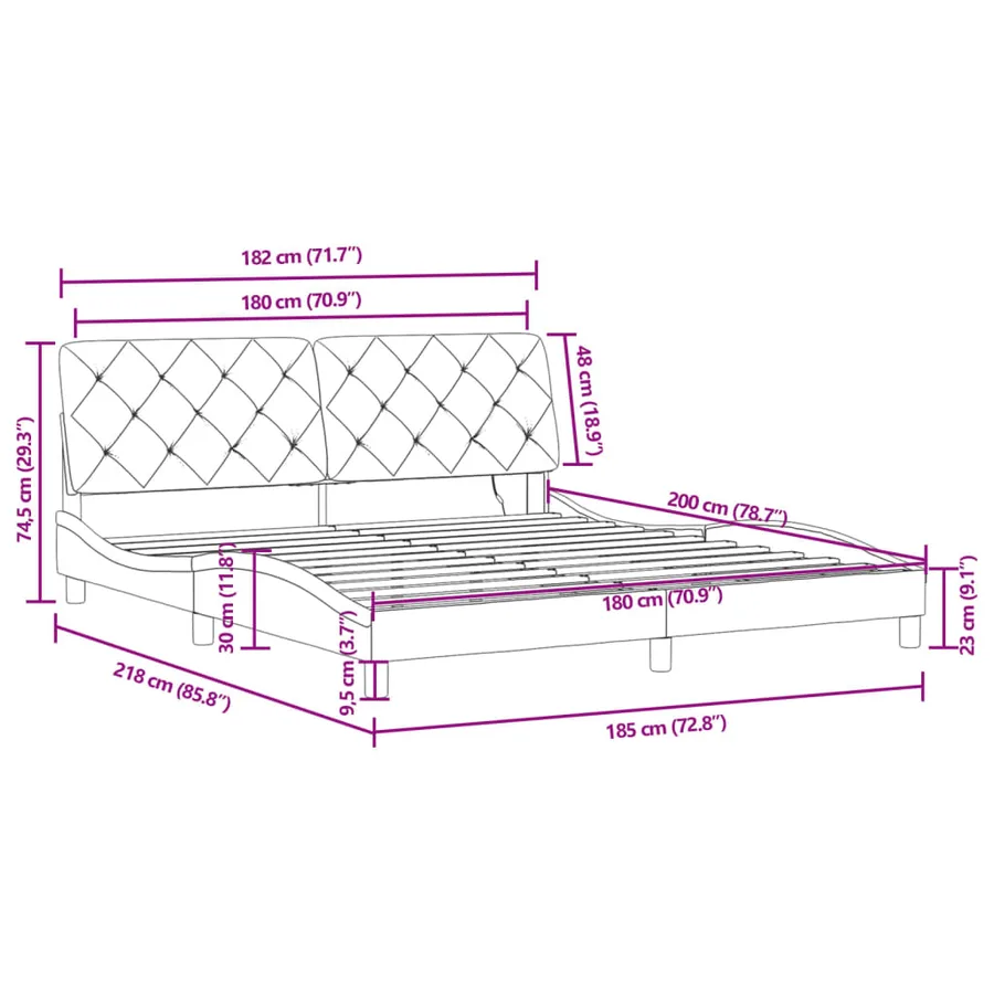 Cadre de lit avec LED sans matelas noir 180x200 cm velours - 15