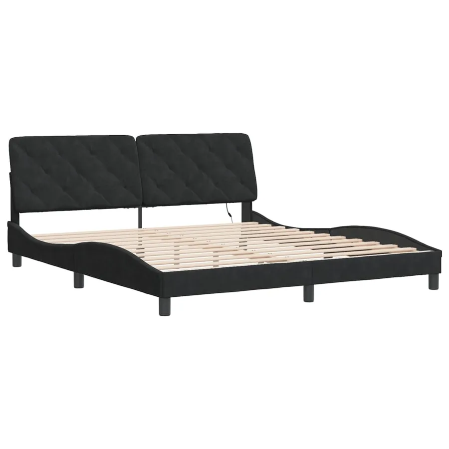 Cadre de lit avec LED sans matelas noir 180x200 cm velours - 3