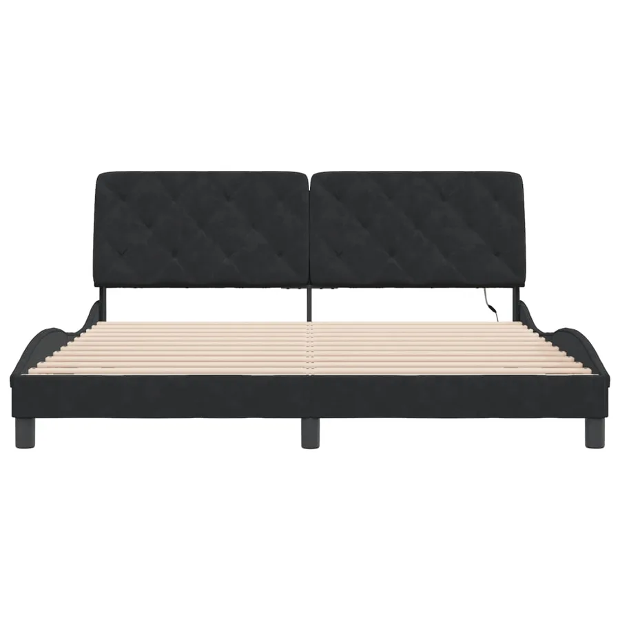 Cadre de lit avec LED sans matelas noir 180x200 cm velours - 6