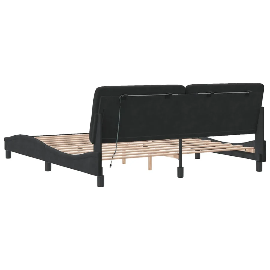 Cadre de lit avec LED sans matelas noir 180x200 cm velours - 8