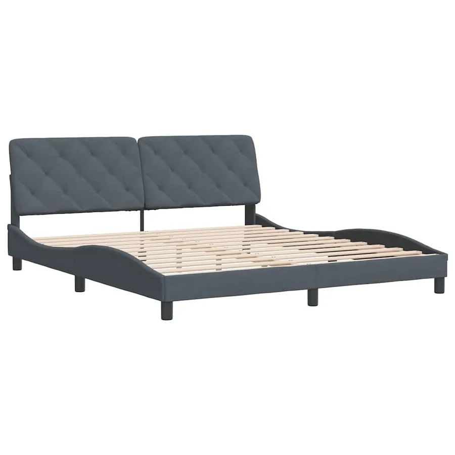Cadre de lit sans matelas gris foncé 180x200 cm velours - 3