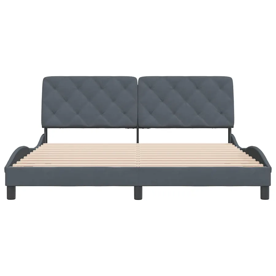 Cadre de lit sans matelas gris foncé 180x200 cm velours - 5