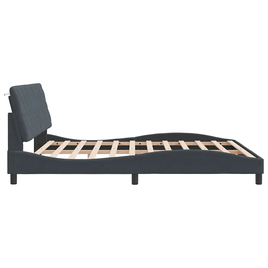 Cadre de lit sans matelas gris foncé 180x200 cm velours - 6