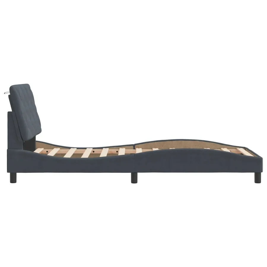 Cadre de lit avec LED sans matelas gris foncé 80x200 cm velours - 7