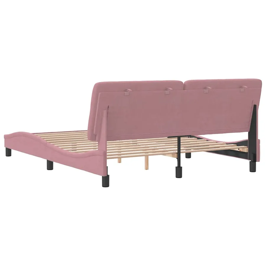 Cadre de lit sans matelas rose 160x200 cm velours - 7