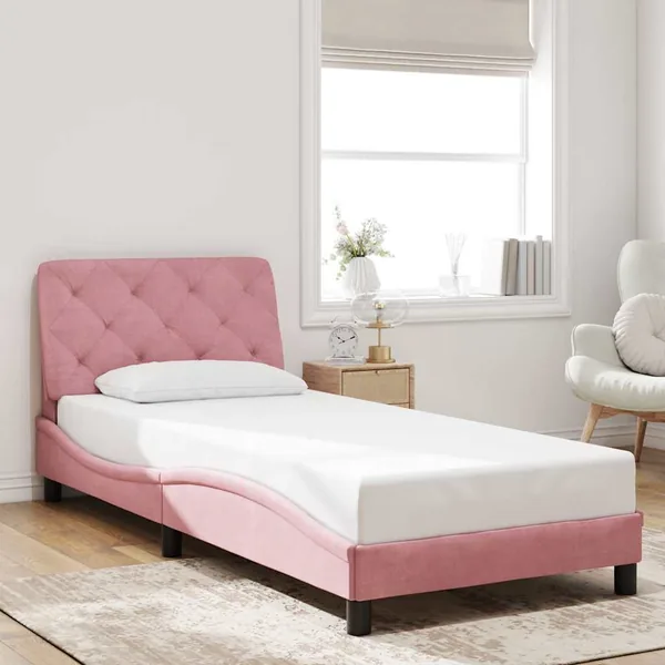 Cadre de lit sans matelas rose 80x200 cm velours