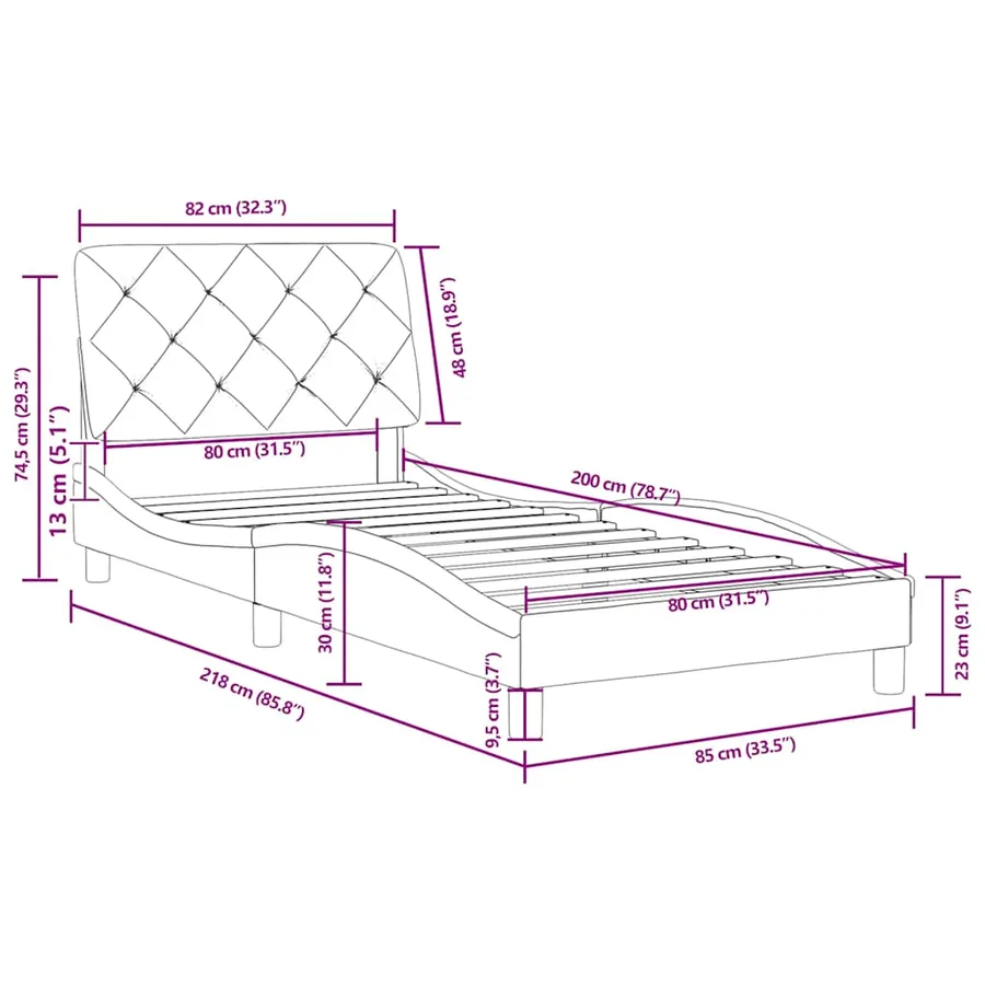 Cadre de lit sans matelas rose 80x200 cm velours - 12
