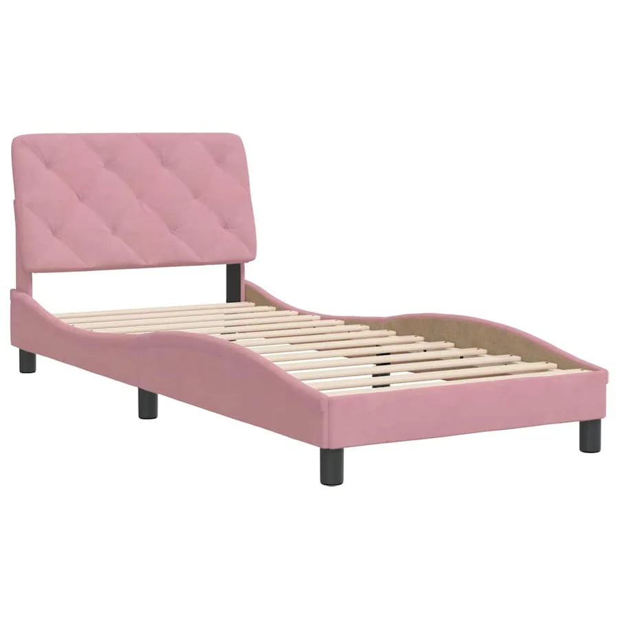 Cadre de lit sans matelas rose 80x200 cm velours - 3