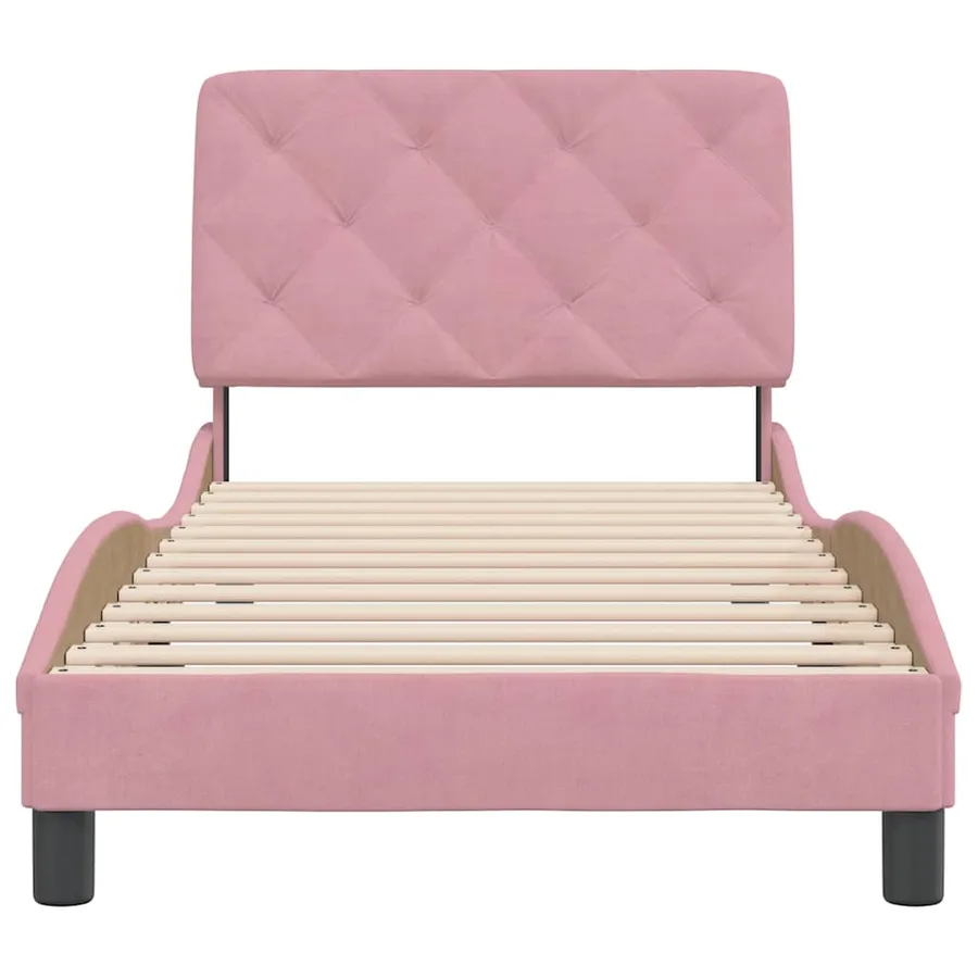 Cadre de lit sans matelas rose 80x200 cm velours - 5