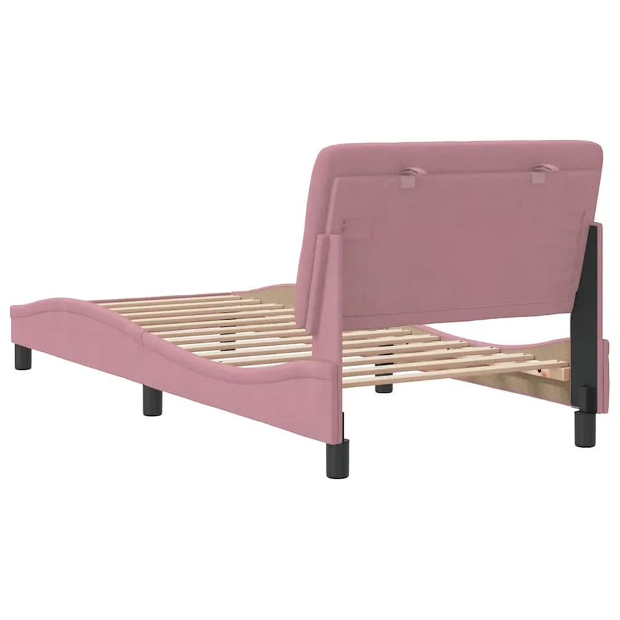 Cadre de lit sans matelas rose 80x200 cm velours - 7