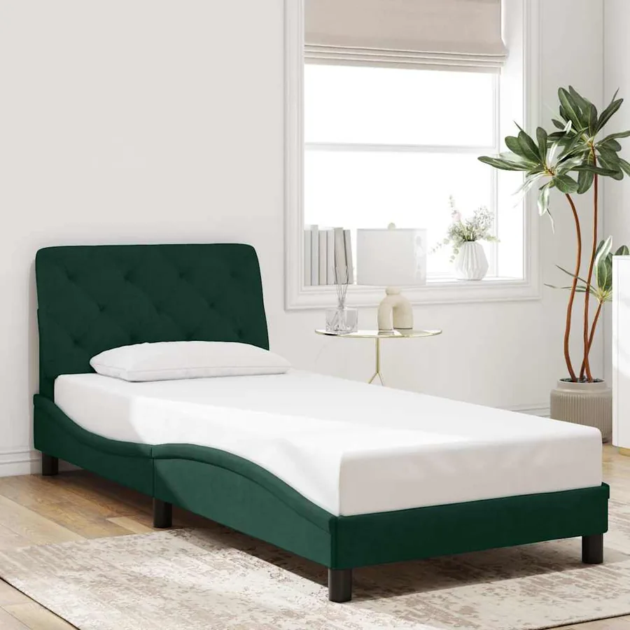 Cadre de lit sans matelas vert foncé 80x200 cm velours