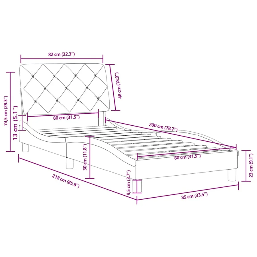 Cadre de lit sans matelas vert foncé 80x200 cm velours - 12