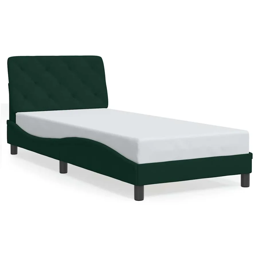 Cadre de lit sans matelas vert foncé 80x200 cm velours - 2