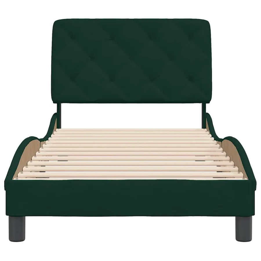 Cadre de lit sans matelas vert foncé 80x200 cm velours - 5