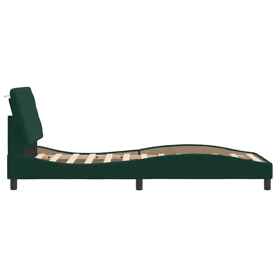 Cadre de lit sans matelas vert foncé 80x200 cm velours - 6