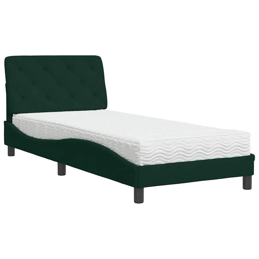 Lit avec matelas vert foncé 80x200 cm velours - 2
