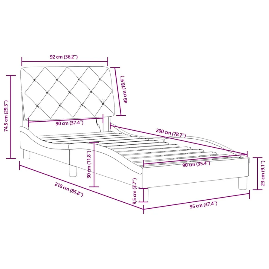 Cadre de lit avec LED sans matelas rose 90x200 cm velours - 16