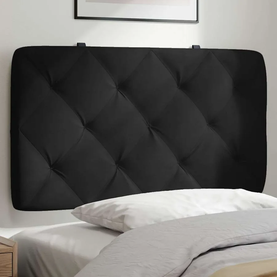 Coussin de tête de lit noir 80 cm velours