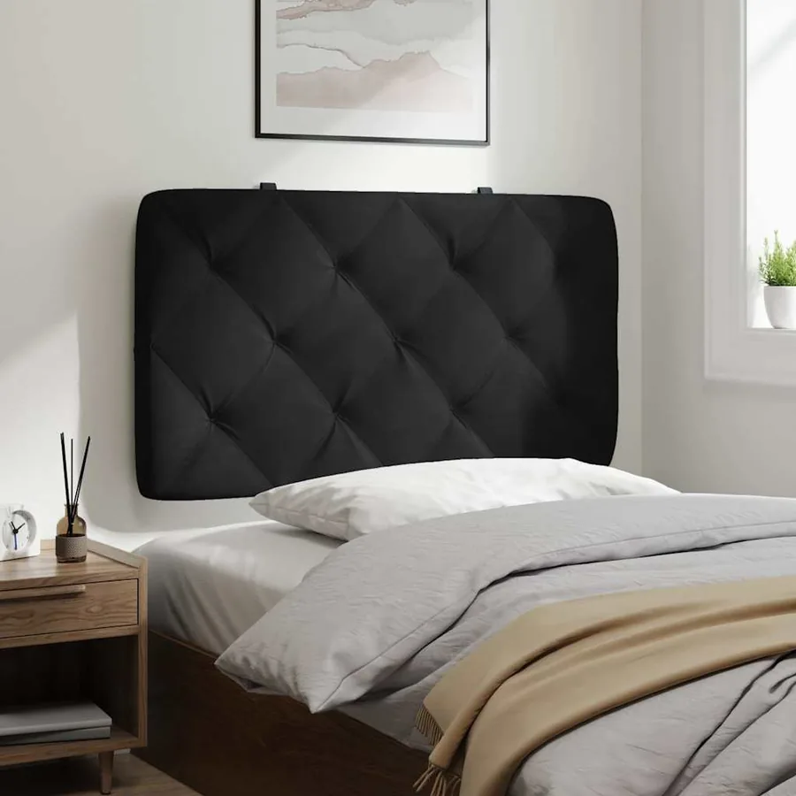 Coussin de tête de lit noir 80 cm velours - 4