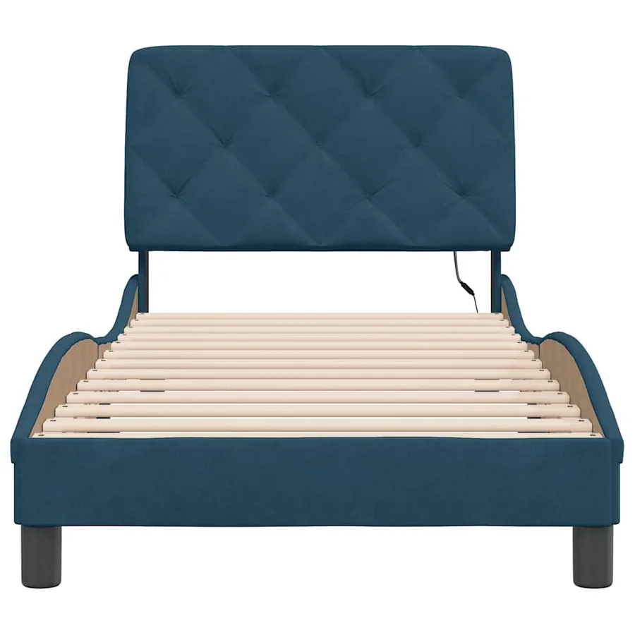 Cadre de lit avec LED sans matelas bleu 90x190 cm velours - 6