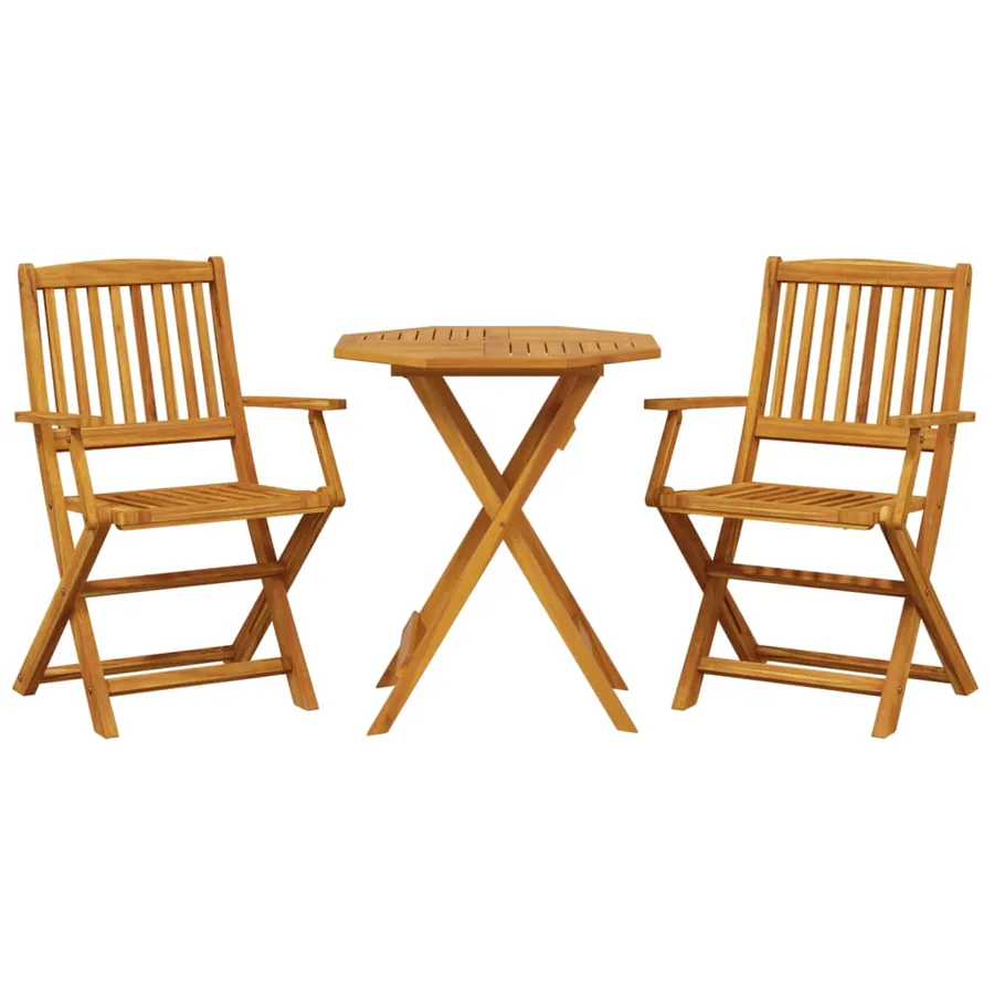 Ensemble de bistro pliable 3 pcs bois d'acacia solide - 2