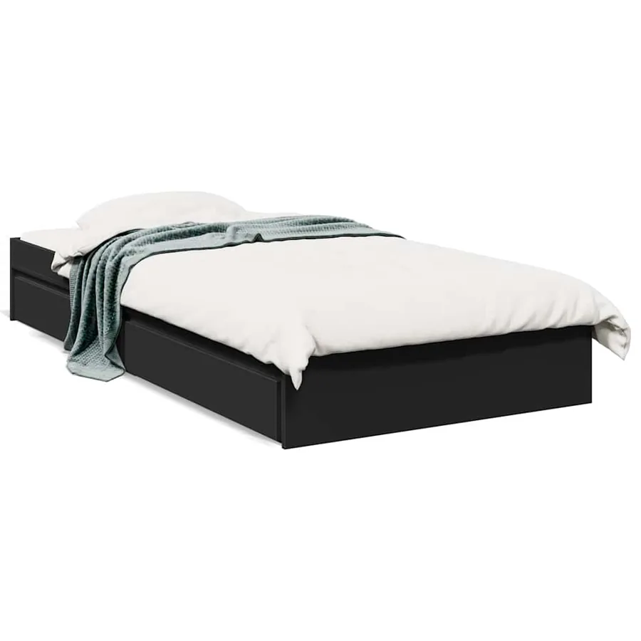 Cadre de lit avec tiroirs sans matelas noir 75x190 cm - 2
