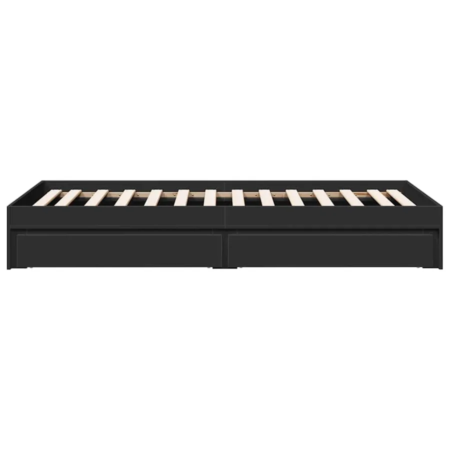 Cadre de lit avec tiroirs sans matelas noir 75x190 cm - 5
