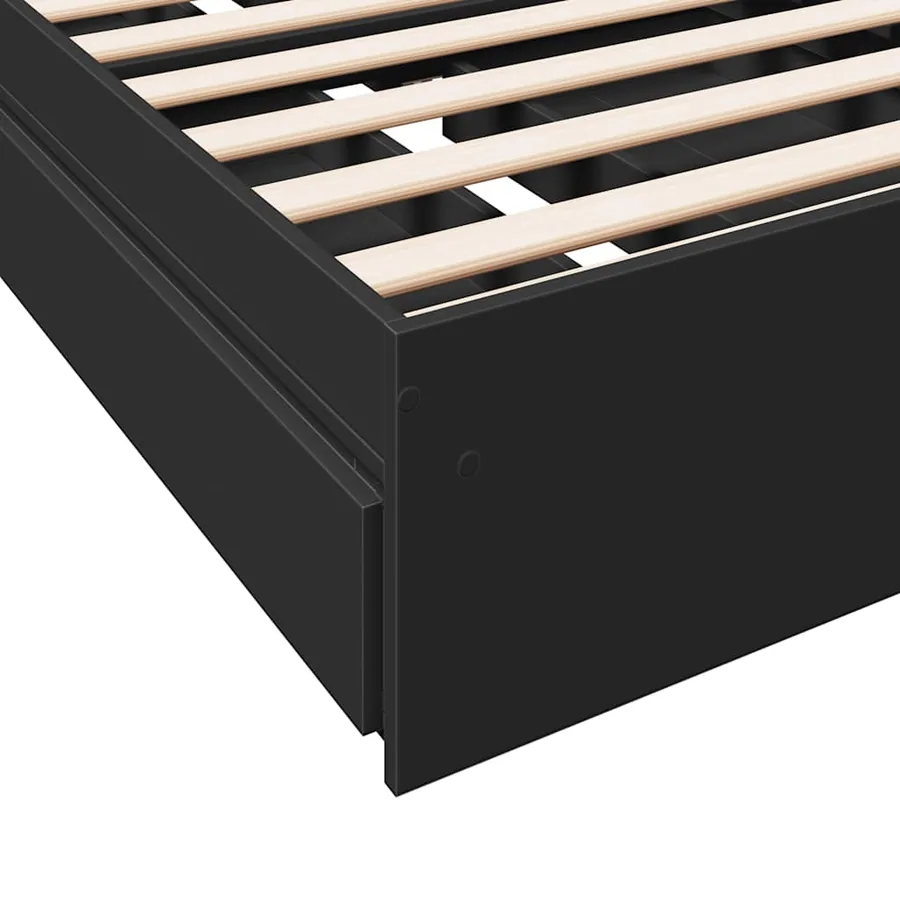 Cadre de lit avec tiroirs sans matelas noir 75x190 cm - 8