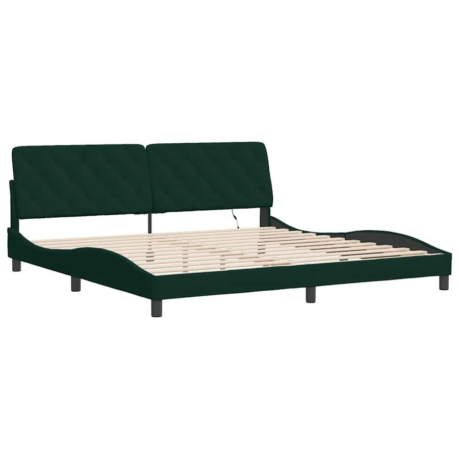 Cadre de lit avec LED sans matelas vert foncé 200x200 cm velours - 3