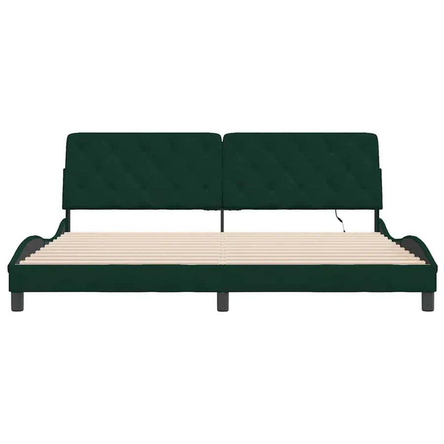 Cadre de lit avec LED sans matelas vert foncé 200x200 cm velours - 6