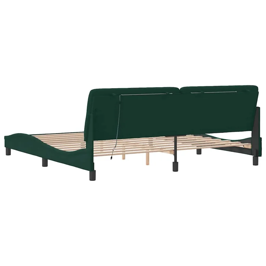 Cadre de lit avec LED sans matelas vert foncé 200x200 cm velours - 8