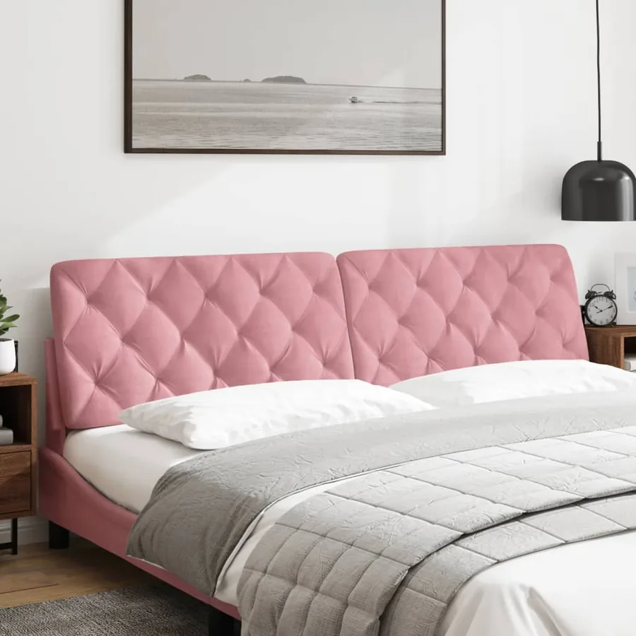 Coussin de tête de lit rose 200 cm velours - 3