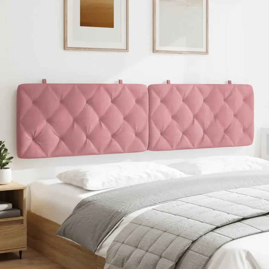 Coussin de tête de lit rose 200 cm velours - 4