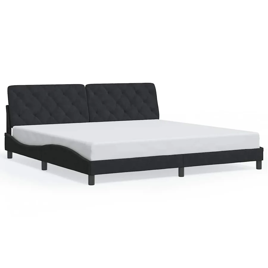 Cadre de lit sans matelas noir 200x200 cm velours - 2