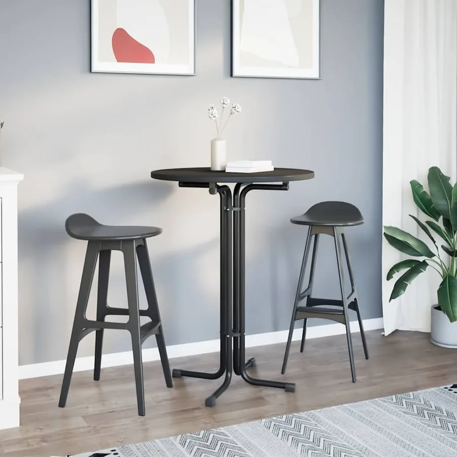 Table de bar noir Ø80x110 cm bois d'ingénierie et acier - 3