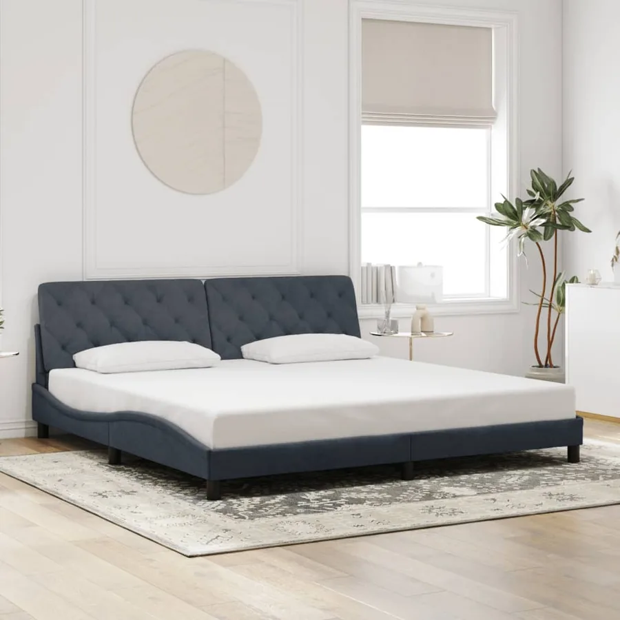 Cadre de lit avec LED sans matelas gris foncé 200x200 cm velours - 4