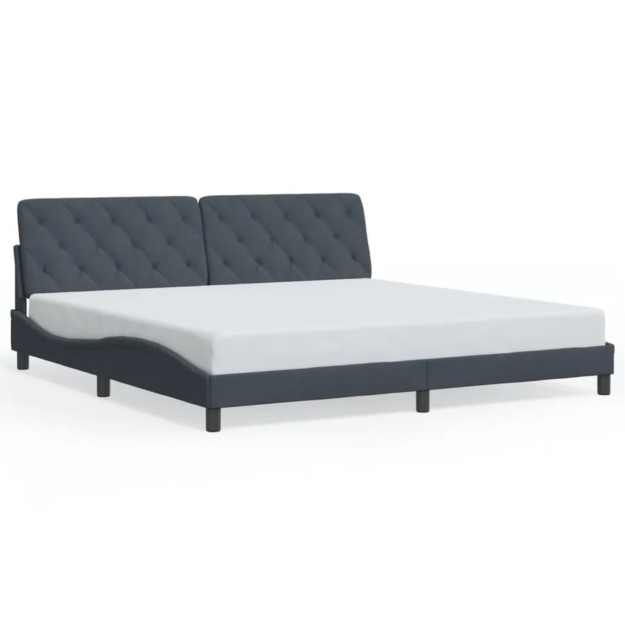 Cadre de lit avec LED sans matelas gris foncé 200x200 cm velours - 5