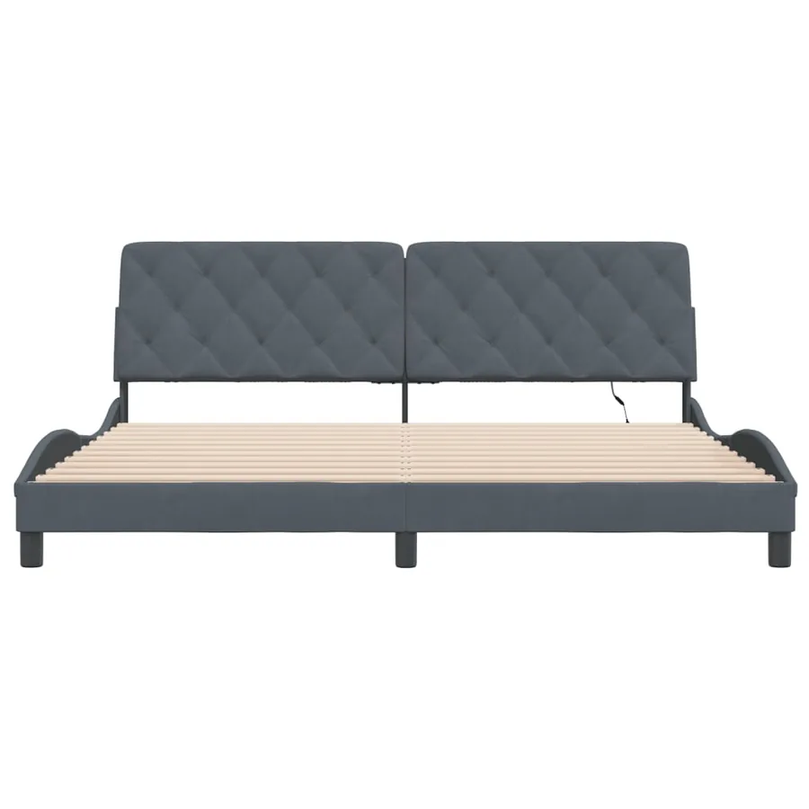 Cadre de lit avec LED sans matelas gris foncé 200x200 cm velours - 6