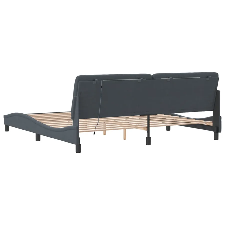 Cadre de lit avec LED sans matelas gris foncé 200x200 cm velours - 8