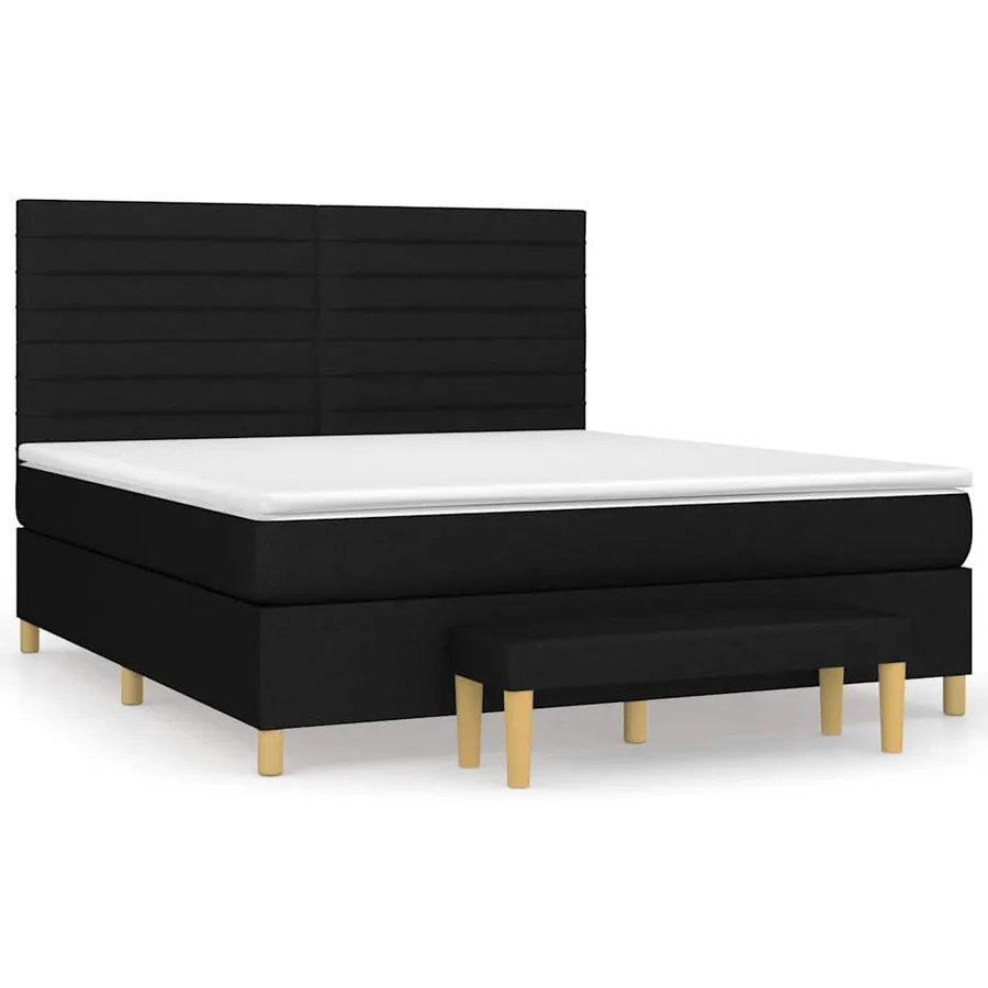 Sommier à lattes de lit avec matelas Noir 160x200 cm Tissu - 2
