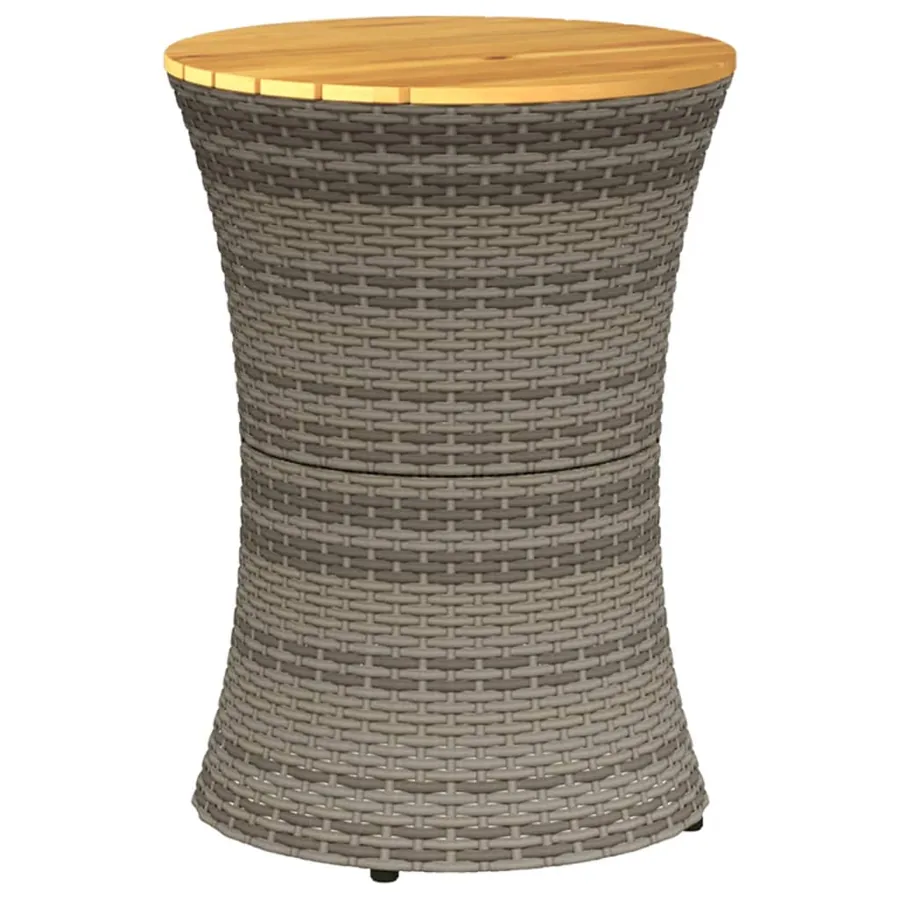 Table d'appoint de jardin forme tambour gris rotin bois massif - 2