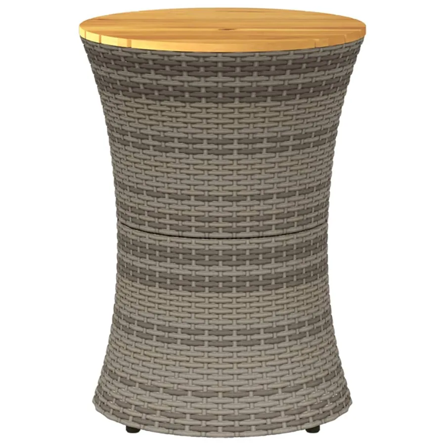 Table d'appoint de jardin forme tambour gris rotin bois massif - 4