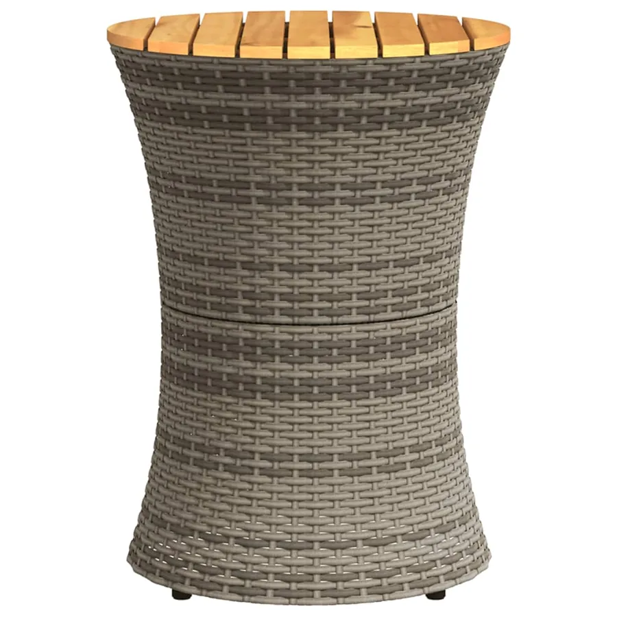 Table d'appoint de jardin forme tambour gris rotin bois massif - 5