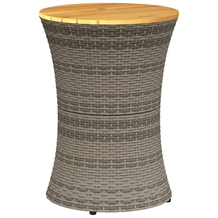 Table d'appoint de jardin forme tambour gris rotin bois massif - 6
