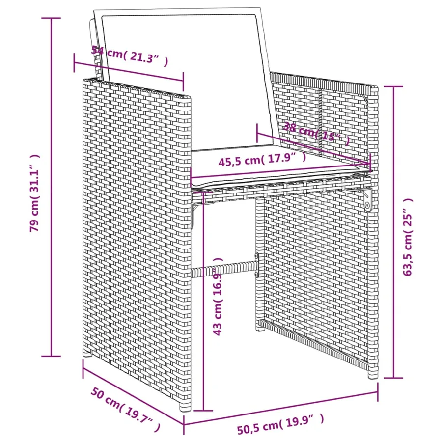 Ensemble à manger de jardin avec coussins 13 pcs marron rotin - 9