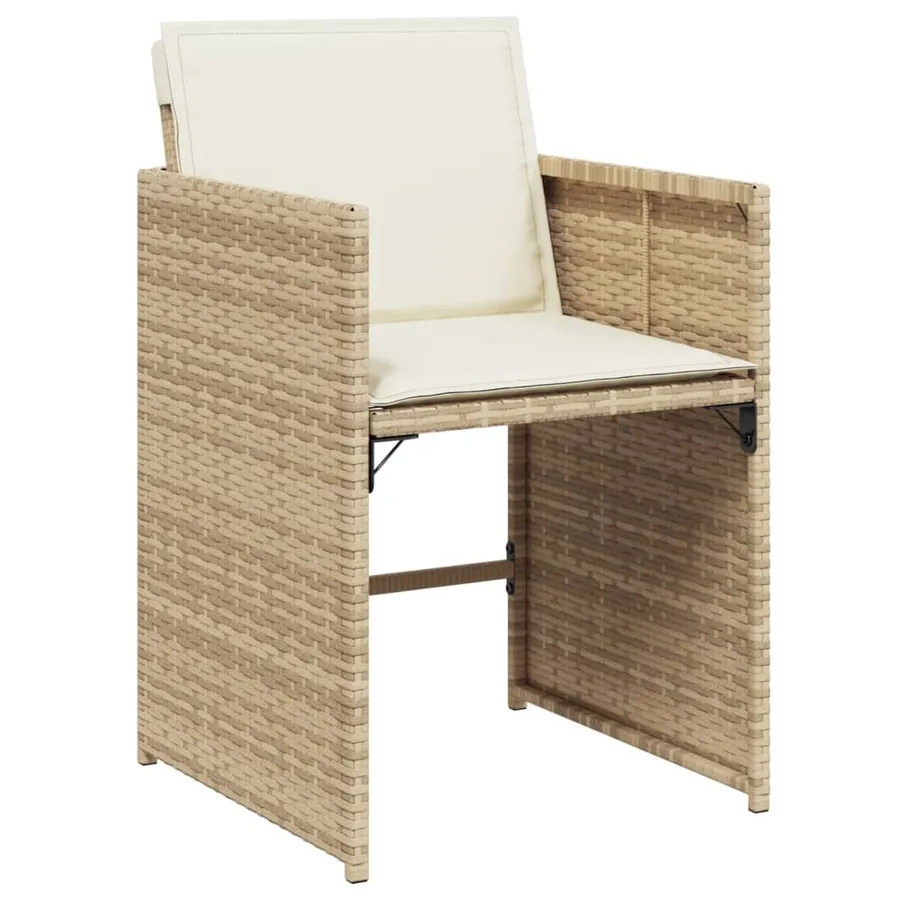 Ensemble à manger de jardin et coussins 11 pcs beige poly rotin - 3