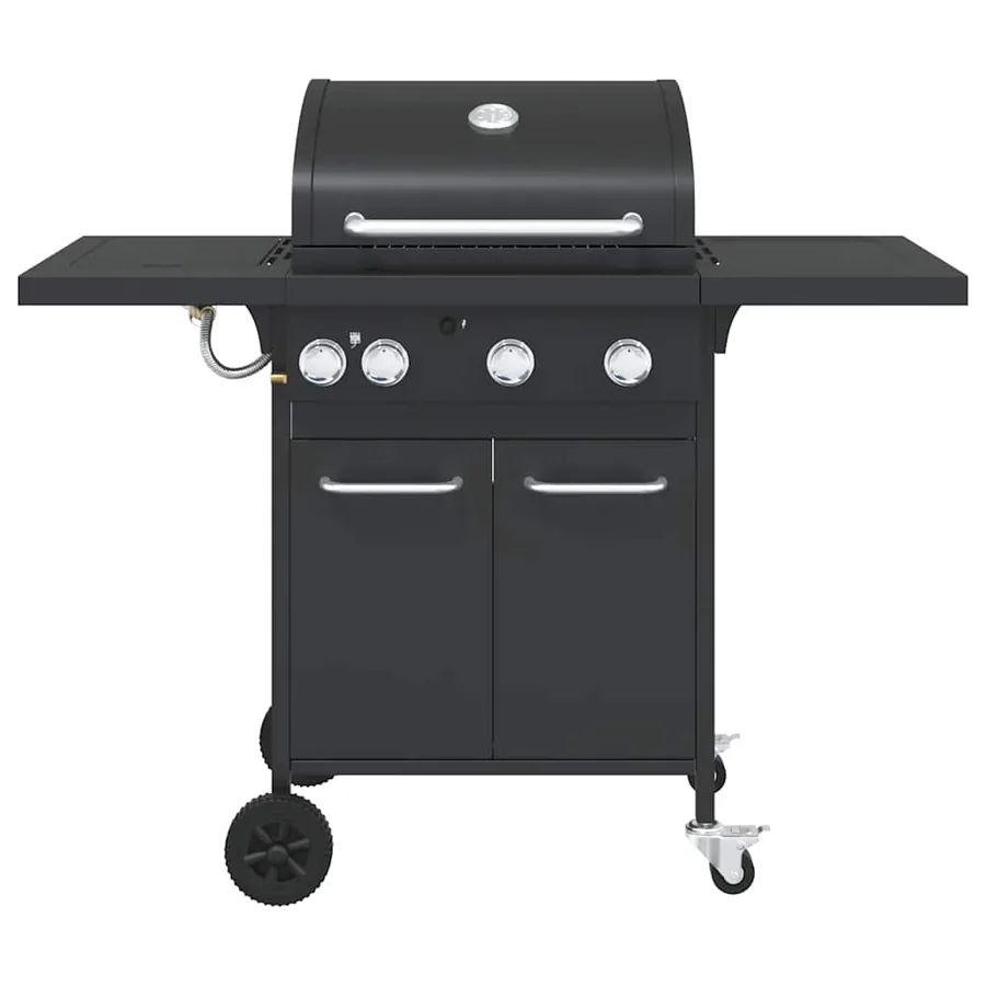 Barbecue gril à gaz avec 4 brûleurs noir acier enduit de poudre - 3