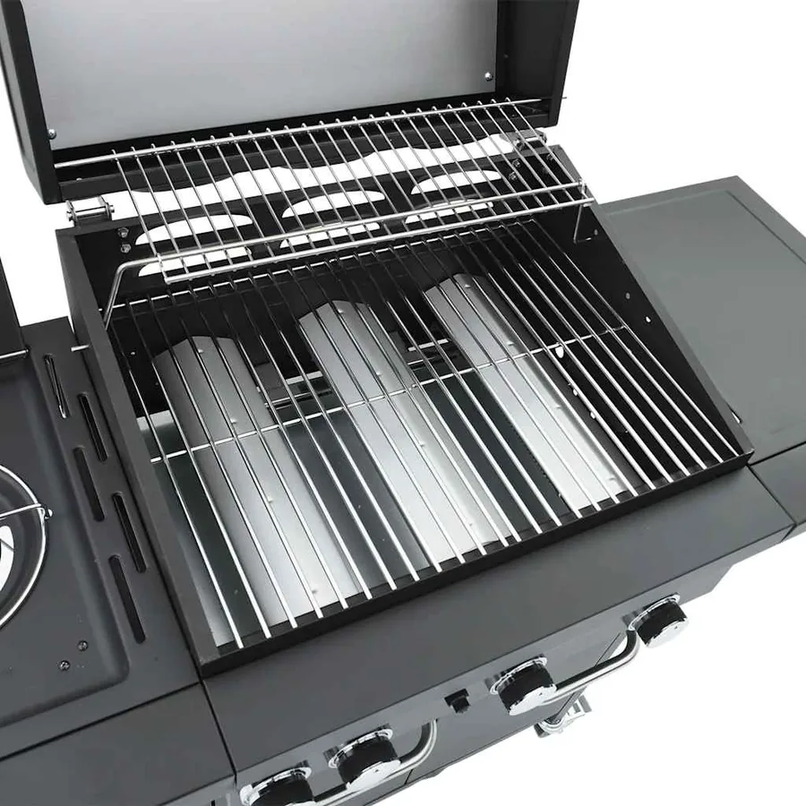 Barbecue gril à gaz avec 4 brûleurs noir acier enduit de poudre - 8