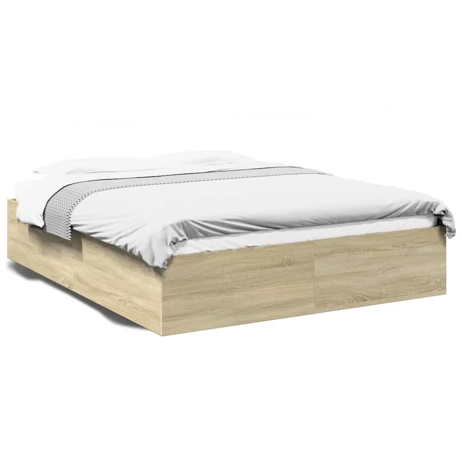 Cadre de lit sans matelas chêne sonoma 150x200 cm - 2